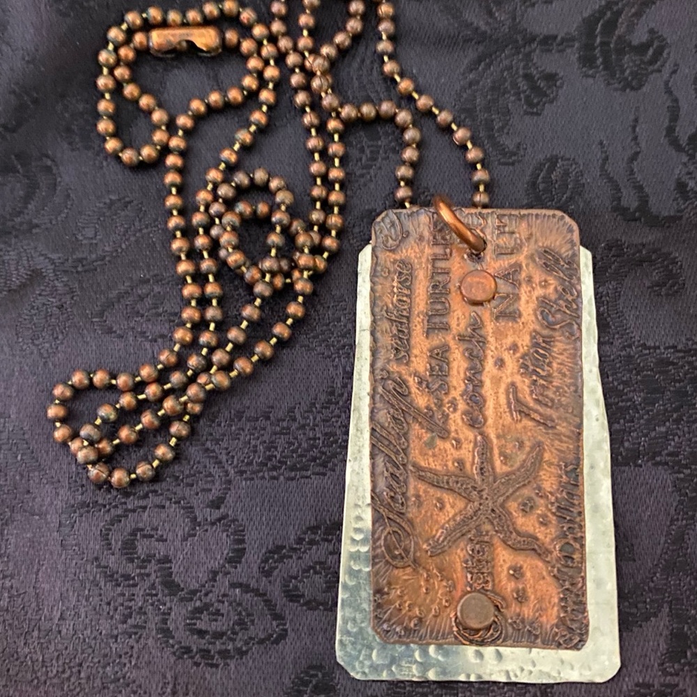 Silver and copper stamped necklace